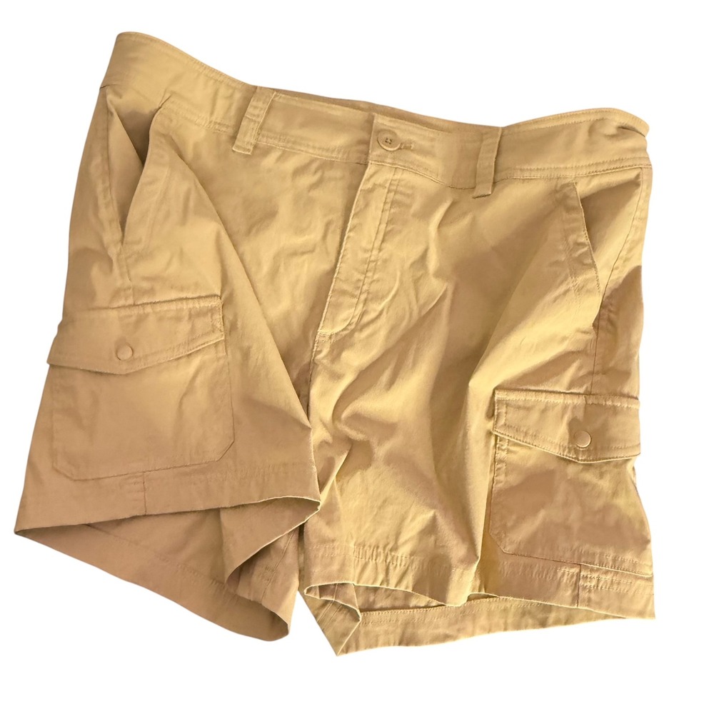 Eddie‎ Bauer Womens Cargo Pocket Shorts Size 16 Hiking Travel Khaki Gorpcore
